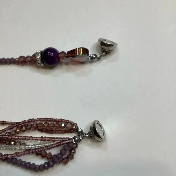2/$30 VINTAGE Beaded Magnetic Purple/Silver 4 in 1 Necklace - Picture 11 of 16